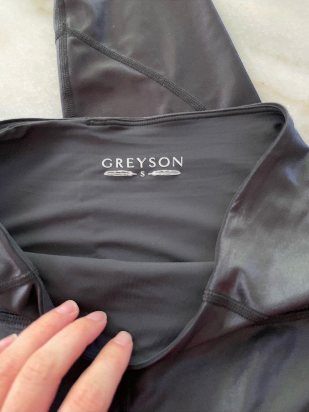 Greyson High-Waist Black shine Leggings size S - Picture 3 of 5